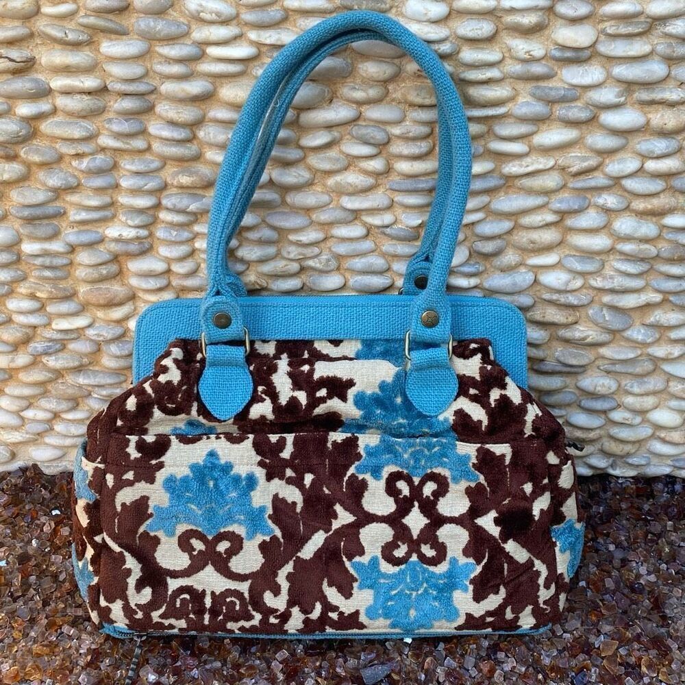 Stylish Blue and Brown Shoulder Bag